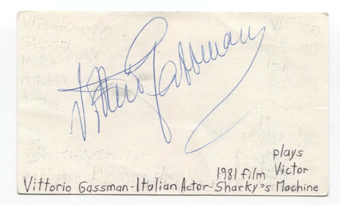 Vittorio Gassman Signed 3x5 Index Card Autographed Signature Actor