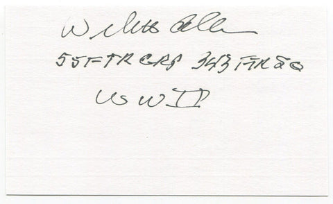 William H. Allen Signed 3x5 Index Card Autographed WWII United States Navy