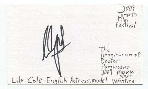 Lily Cole Signed 3x5 Index Card Autographed Signature Star Wars The Last Jedi