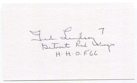 Ted Lindsay Signed 3x5 Index Card Autographed NHL Hockey Detroit Red Wings HOF