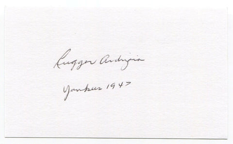 Rugger Ardizoia Signed 3x5 Index Card Autographed Signature New York Yankees 