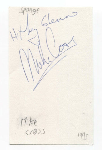 Sponge - Mike Cross Signed 3x5 Index Card Autographed Signature