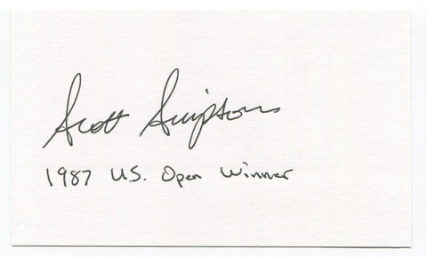 Scott Simpson Signed 3x5 Index Card Autographed PGA Golf Golfer 1987 US Open