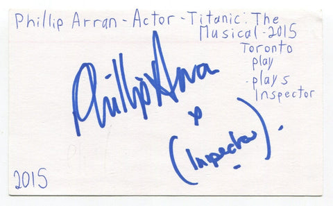 Phillip Arran Signed 3x5 Index Card Autograph Actor The Sweetheart Deal Titanic