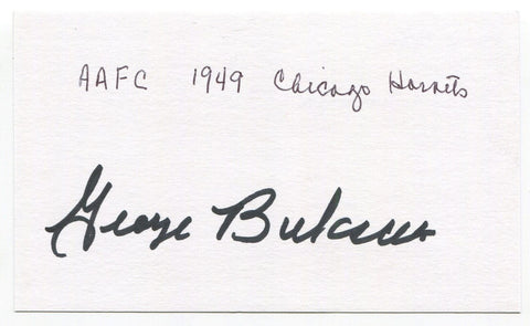 George Buksar Signed 3x5 Index Card Autograph NFL AAFC Football Chicago Hornets