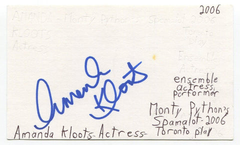Amanda Kloots Signed 3x5 Index Card Autograph Actress The Irishman Ted 2