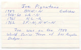 Joe Pignatano Signed 3x5 Index Card Autographed MLB Baseball Brooklyn Dodgers