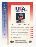 2003 National Team Eric Patterson Signed Card Baseball Autograph AUTO #15