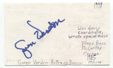 Gwen Verdon Signed 3x5 Index Card Autographed Signature Actress