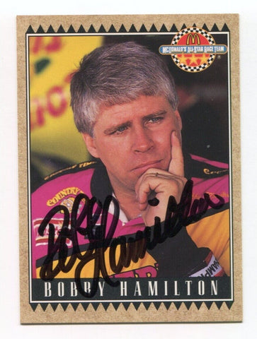 1992 Maxx McDonalds Bobby Hamilton Signed Card Racing Autograph NASCAR AUTO #28