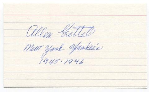 Al Gettel Signed 3x5 Index Card Autographed MLB Baseball New York Yankees