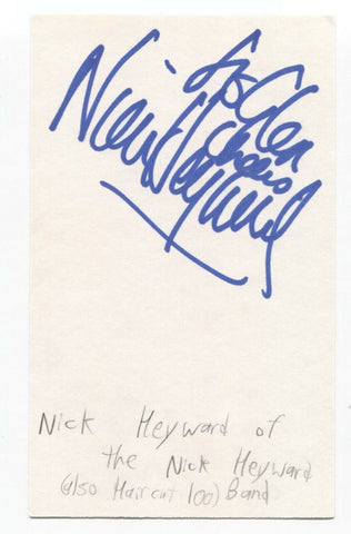 Haircut 100 - Nick Heyward Signed 3x5 Index Card Autographed Signature