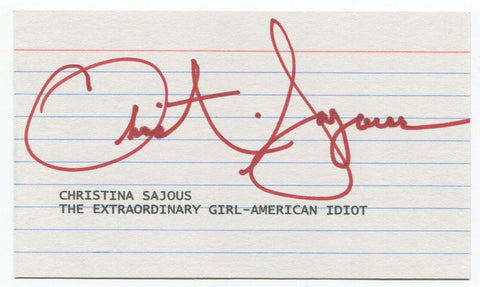 Christina Sajous Signed 3x5 Index Card Autographed Signature Actress 