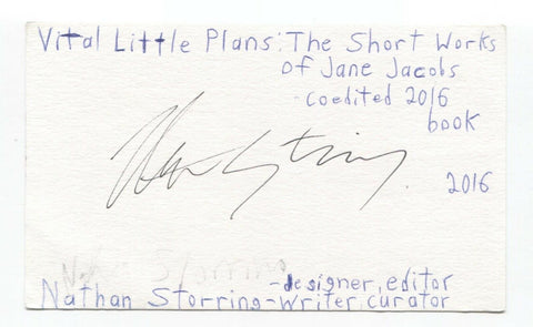 Nathan Storring Signed 3x5 Index Card Autographed Signature Author Writer