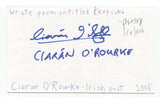 Ciaran O'Rourke Signed 3x5 Index Card Autographed Signature Author Irish Poet