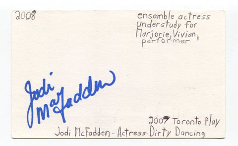 Jodi McFadden Signed 3x5 Index Card Autographed Actress Chicago
