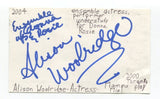 Alison Woolridge Signed 3x5 Index Card Autographed Actress Street Legal