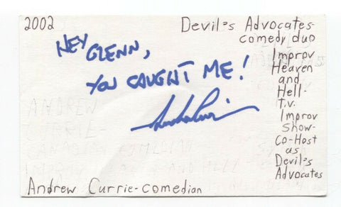 Andrew Currie Signed 3x5 Index Card Autographed Signature Comedian Comic Actor