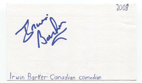 Irwin Barker Signed 3x5 Index Card Autographed Signature Actor