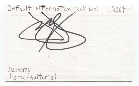 Default - Jeremy Hora Signed 3x5 Index Card Autographed Signature Band