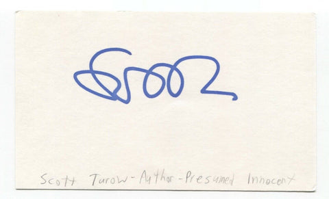 Scott Turow Signed 3x5 Index Card Autographed Signature Author Writer