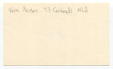 Vern Benson Signed 3x5 Index Card Autographed Baseball Philadelphia Athletics