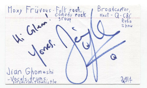 Moxy Fruvous - Jian Ghomeshi Signed 3x5 Index Card Autographed Signature Band