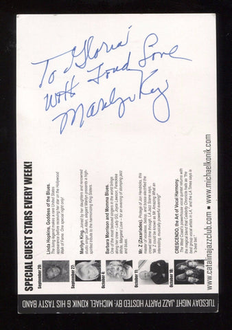 Marilyn King Signed Paper Note Page Vintage Autographed Signature