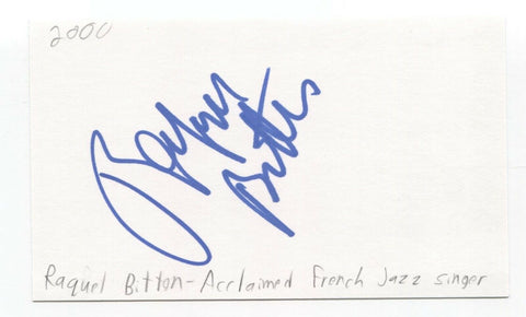 Raquel Bitton Signed 3x5 Index Card Autographed Signature Singer