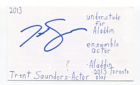 Trent Saunders Signed 3x5 Index Card Autographed Actor Composer