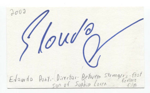 Edoardo Ponti Signed 3x5 Index Card Autographed Signature Director