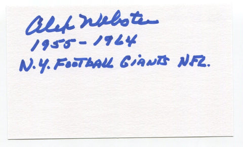 Alex Webster Signed 3x5 Index Card Autograph Football NFL New York Giants