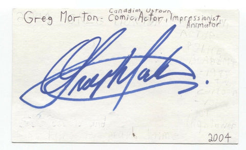 Greg Morton Signed 3x5 Index Card Autograph Signature Actor Comedian