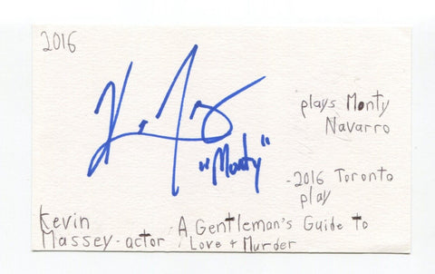 Kevin Massey Signed 3x5 Index Card Autographed Actor Disney Tarzan Play