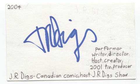 J.R. Digs Signed 3x5 Index Card Autographed Signature Actor Host Comedian