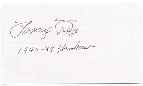 Lonny Frey Signed 3x5 Index Card Autographed MLB Baseball 1947 New York Yankees