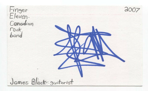 James Black Signed 3x5 Index Card Autographed Signature Finger Eleven Guitarist