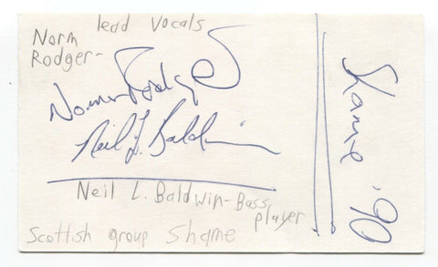 TV21 - Shame - Norman Rodger - Neil Baldwin Signed 3x5 Index Card Autographed