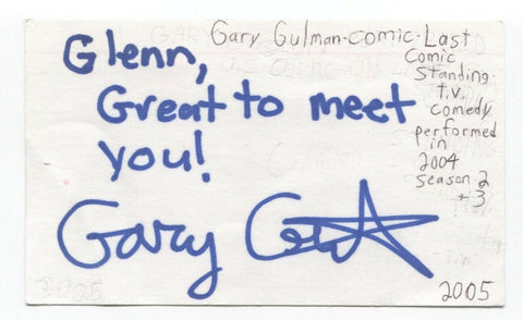 Gary Gulman Signed Index 3x5 Card Autographed Signature Comedian Actor