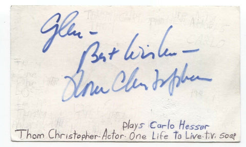 Thom Christopher Signed 3x5 Index Card Autographed Signature Actor