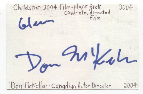 Don McKellar Signed 3x5 Index Card Autographed Signature Actor Director