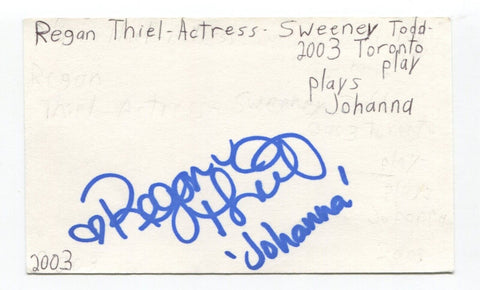 Regan Thiel Signed 3x5 Index Card Autograph Actress Sweeney Todd