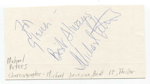 Michael Peters Signed 3x5 Index Card Autographed Choreographer MJ Thriller Video