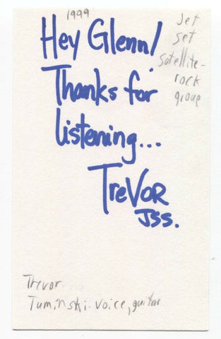 Jet Set Satellite - Trevor Tuminski Signed 3x5 Index Card Autographed Band