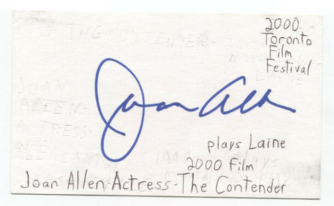 Joan Allen Signed 3x5 Index Card Autographed Signature Actress The Contender