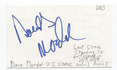 Dave Mordal Signed 3x5 Index Card Autograph Signature Actor Comedian