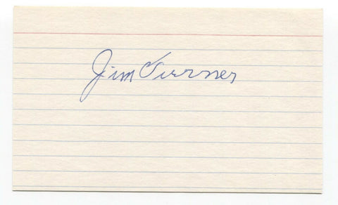 Jim Turner Signed 3x5 Index Card Baseball Autographed Signature 