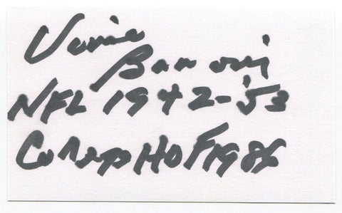 Vince Banonis Signed 3x5 Index Card Autographed Signature Chicago Cardinals NFL