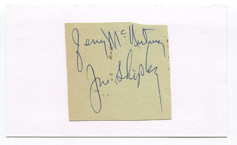 Jerry McNertney & Joe Shipley Signed Cut Index Card Autographed Baseball MLB