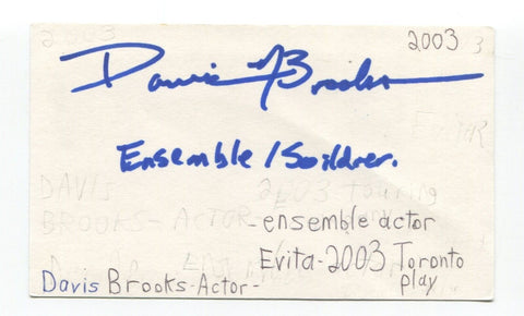 Davis Brooks Signed 3x5 Index Card Autographed Actor Stat Wars Battlefront